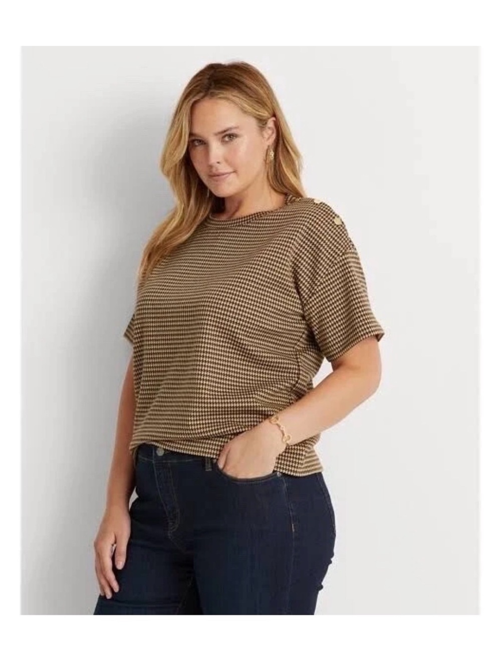 Lauren Ralph Lauren Plus Size Double-Knit Jacquard T-Shirt XL